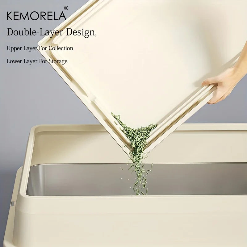 KEMORELA EXtra Large Stainless Steel Cat Litter Box with Lid