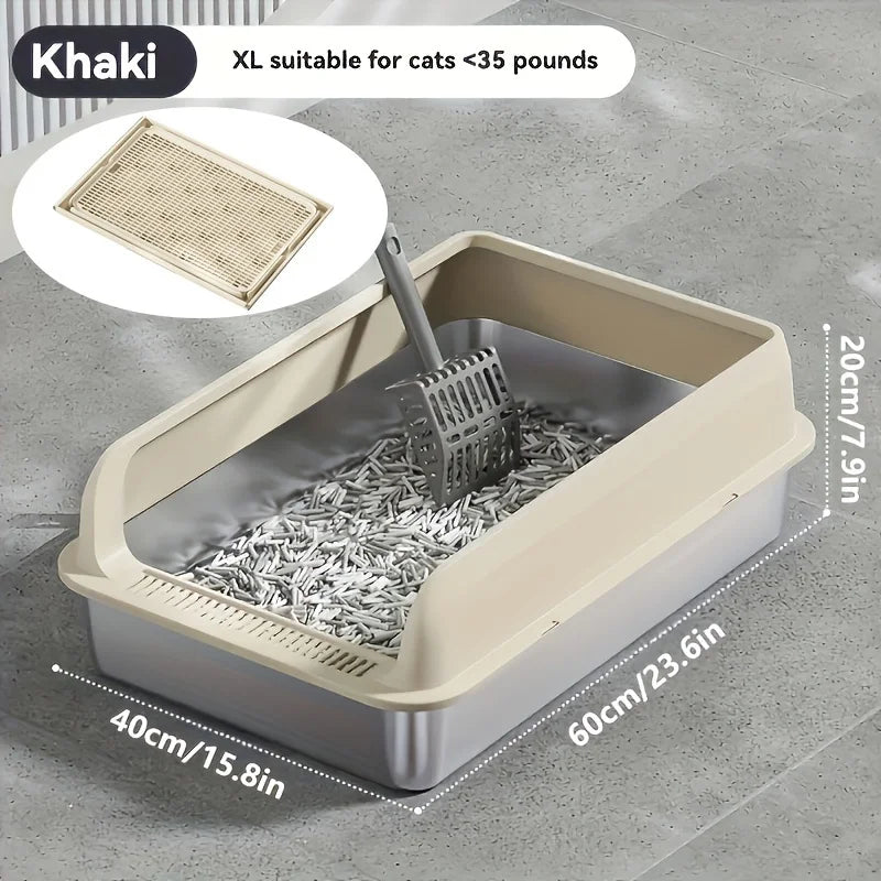 KEMORELA EXtra Large Stainless Steel Cat Litter Box with Lid