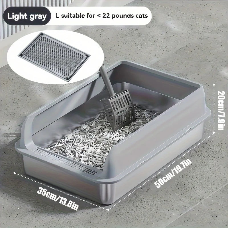 KEMORELA EXtra Large Stainless Steel Cat Litter Box with Lid