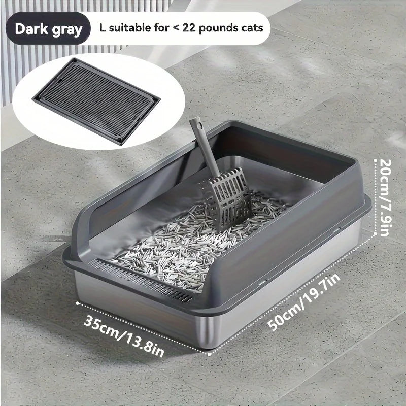KEMORELA EXtra Large Stainless Steel Cat Litter Box with Lid