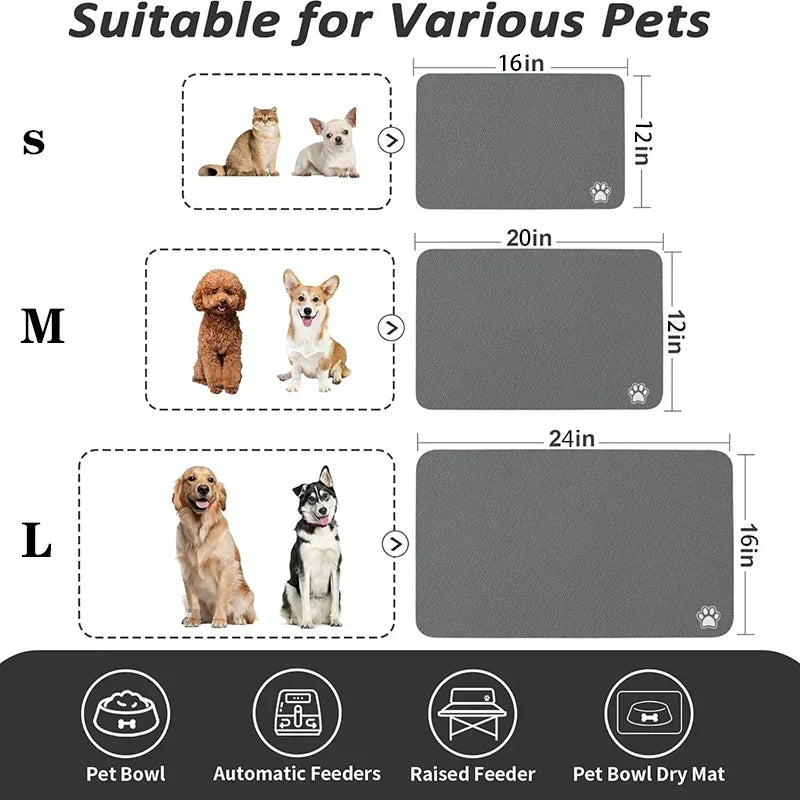 Pet Feeding Mat Absorbent Dog Cat