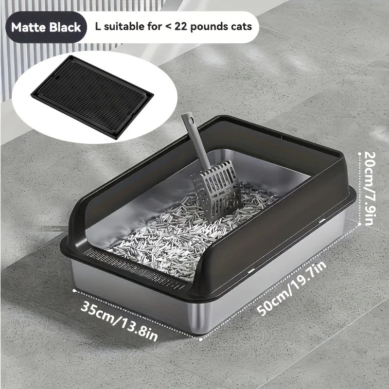 KEMORELA EXtra Large Stainless Steel Cat Litter Box with Lid