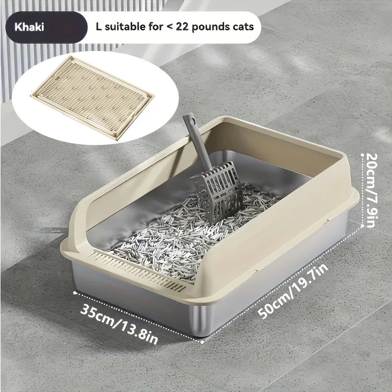 KEMORELA EXtra Large Stainless Steel Cat Litter Box with Lid