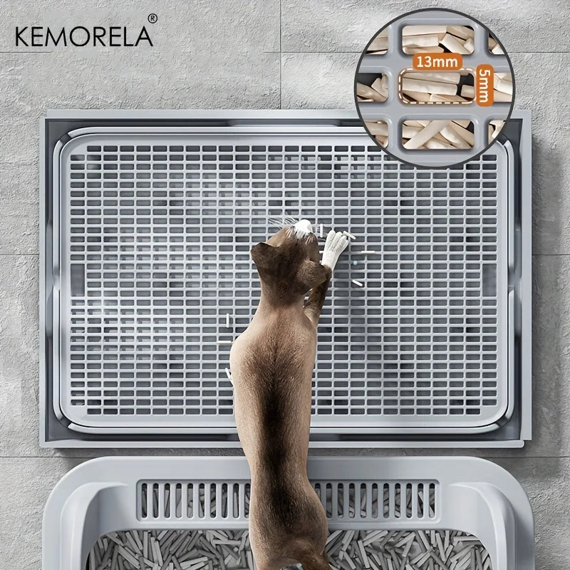 KEMORELA EXtra Large Stainless Steel Cat Litter Box with Lid
