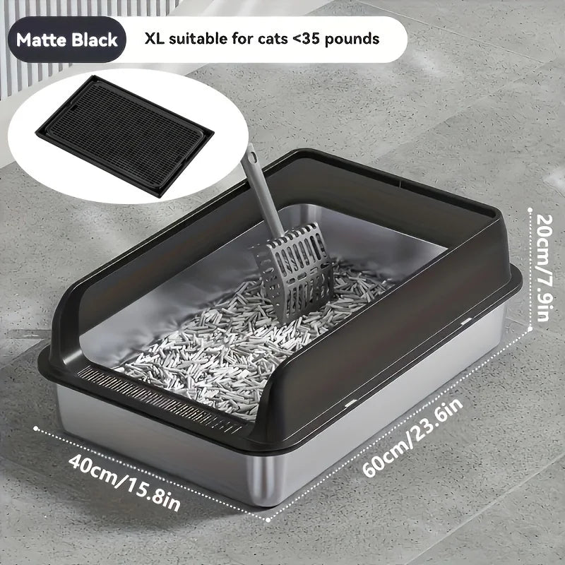 KEMORELA EXtra Large Stainless Steel Cat Litter Box with Lid
